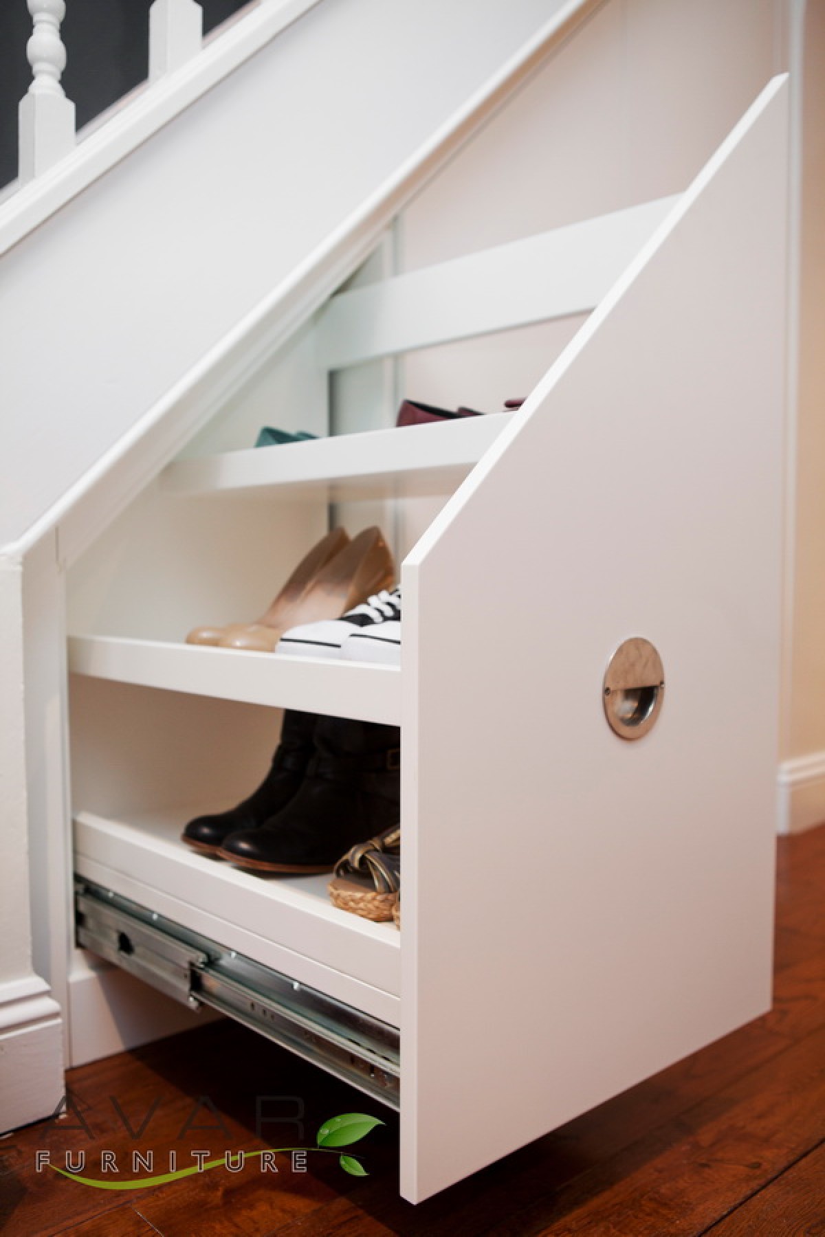 under stairs sliding shoe rack