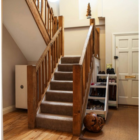 Square and angled under stair storage