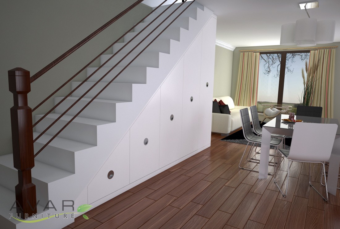 ƸӜƷ Under stairs storage with wine rack made by Avar Furniture London