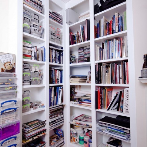 Custom Made Bookcase L-Shape Unit with books, Front view