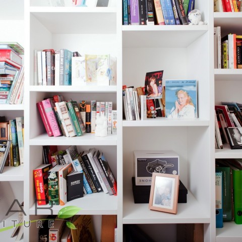 White Bespoke Shelving, Front view