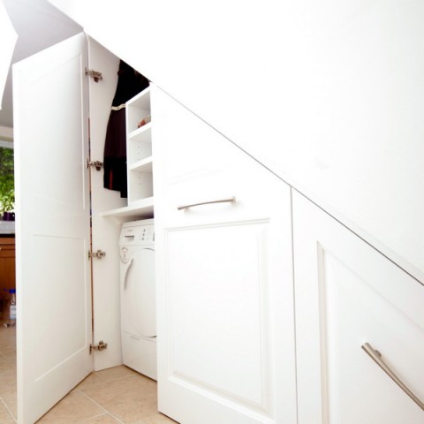 Under stairs storage, washing Machine And Dryer