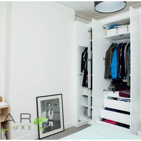 modern style wardrobe, mirror inside