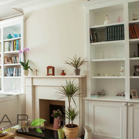 Alcove units either side of chimney breast