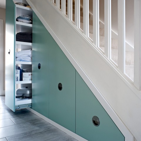 shoe storage under the stairs